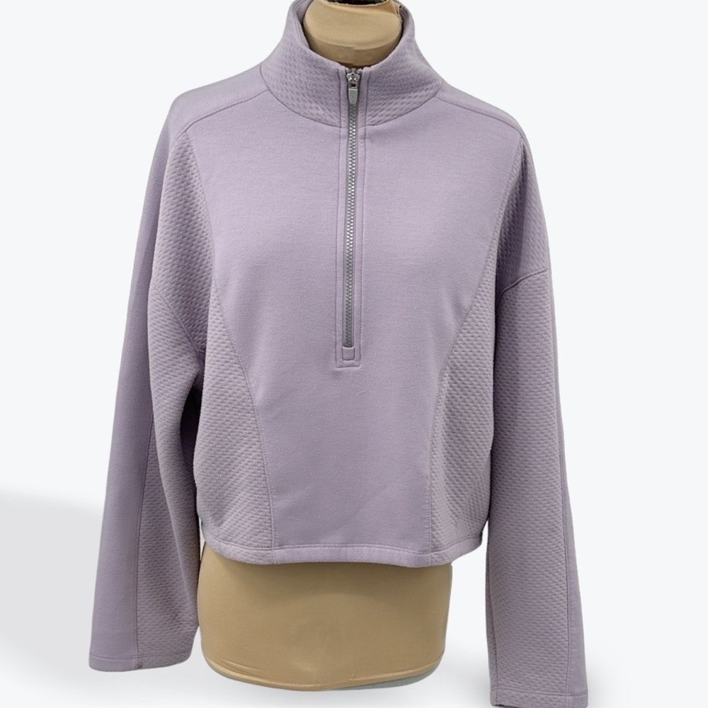 Spyder Active Quarter Zip Pullover Top Purple Textured‎ Cropped Womens Large